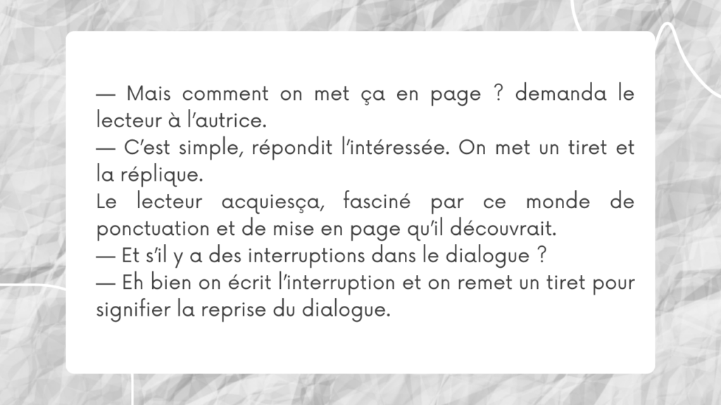 Exemple de mise en page avec des tirets cadratins