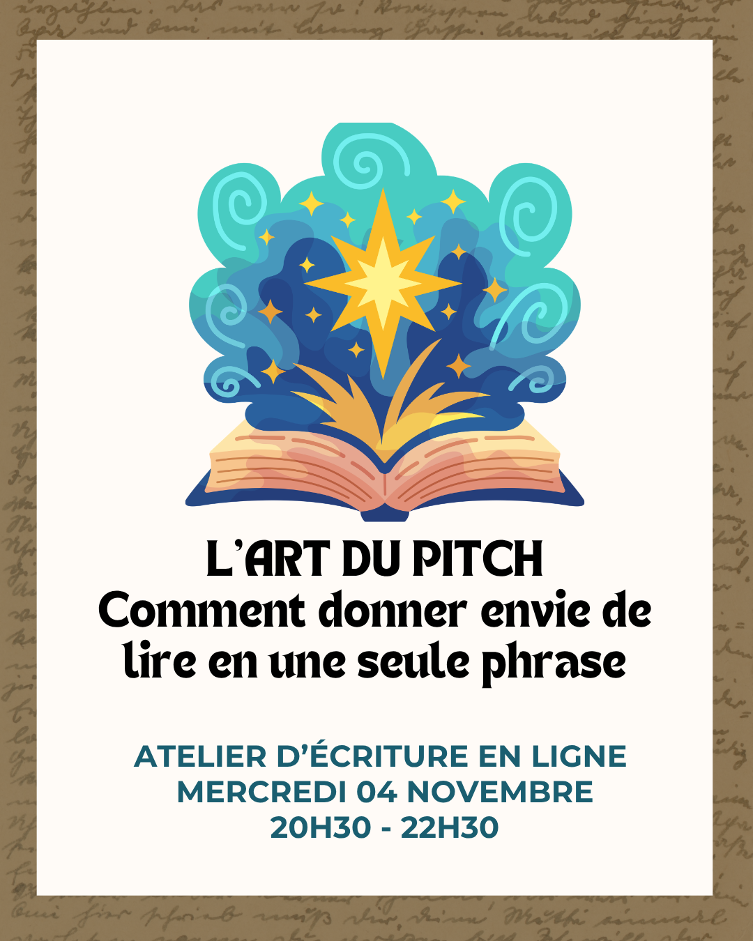 L’art du pitch – Atelier d’écriture en ligne – Mercredi 04 novembre